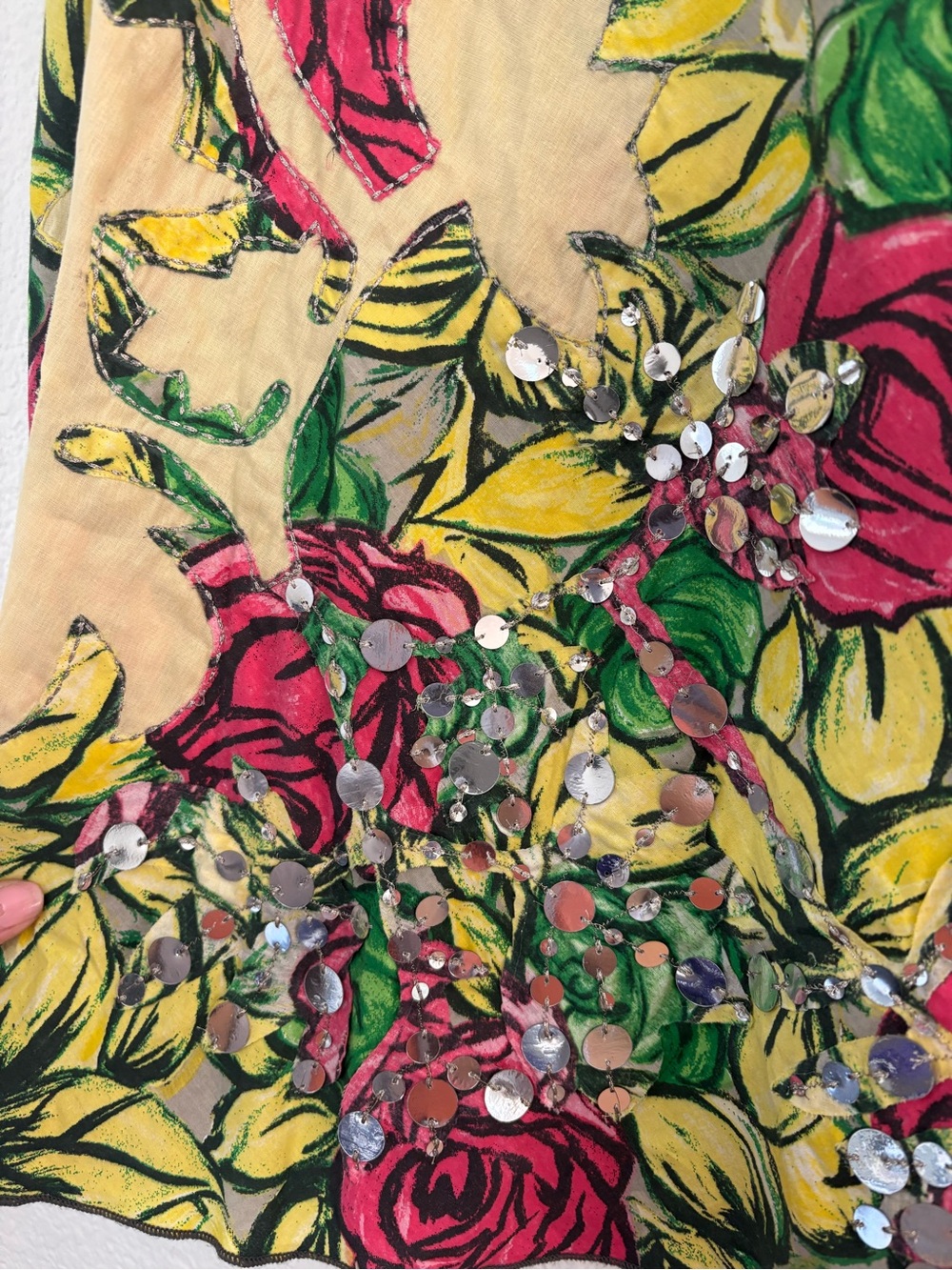 Bright Floral A-Line Skirt in Yellow, Pink & Green - Picture 3 of 4